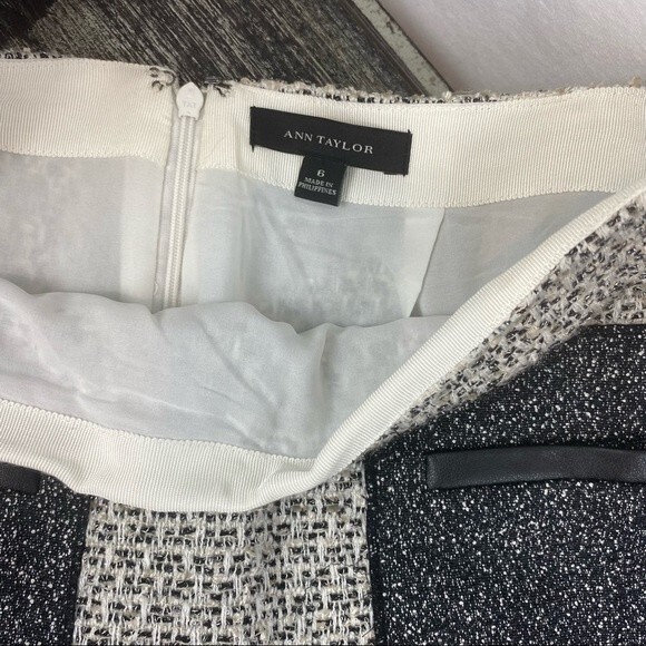 Ann Taylor Gray Gray Woven Collarless Parchwork Jacket & Skirt Set NEW - Picture 10 of 13